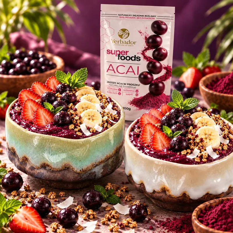 Bowle açaí podane w czarkach Sakuro