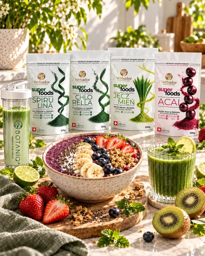 Zielone trio, açaí, shaker BOTANIQ+ i kolorowe śniadanie