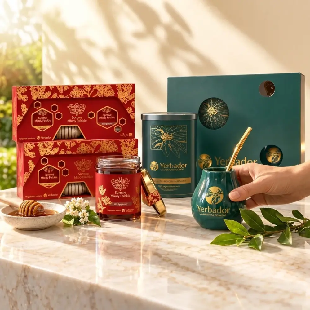 2 x ZESTAW YERBA MATE + ZESTAW SUROWYCH MIODÓW GRYCZANYCH POLSKICH 2 x ZESTAW YERBA MATE + ZESTAW SUROWYCH MIODÓW GRYCZANYCH POLSKICH — propozycja podania
