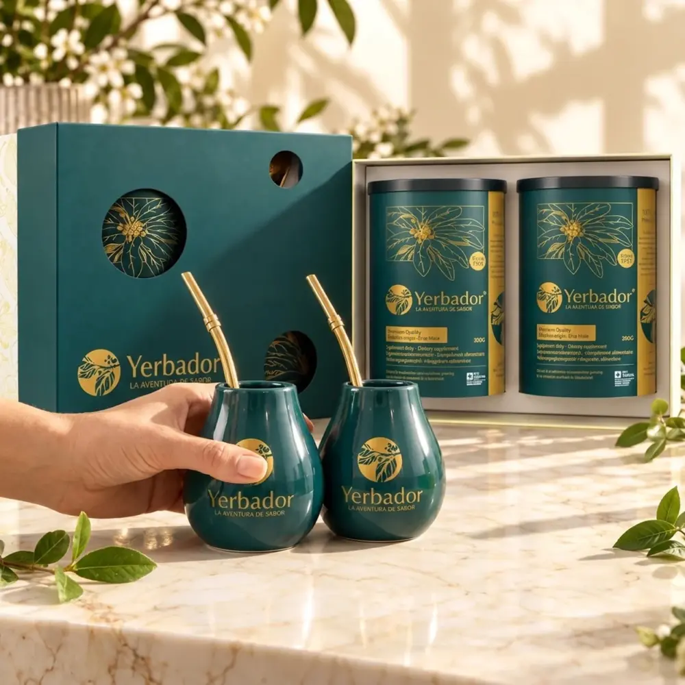 ZESTAW DLA DWOJGA – 2x TUBA YERBA MATE + 2x MATERO + 2x BOMBILLA ZESTAW DLA DWOJGA – 2x TUBA YERBA MATE + 2x MATERO + 2x BOMBILLA — propozycja podania