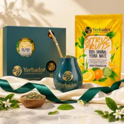 ZESTAW PREZENTOWY YERBA MATE – OWOCE CYTRUSOWE — kompozycja w słonecznym świetle
