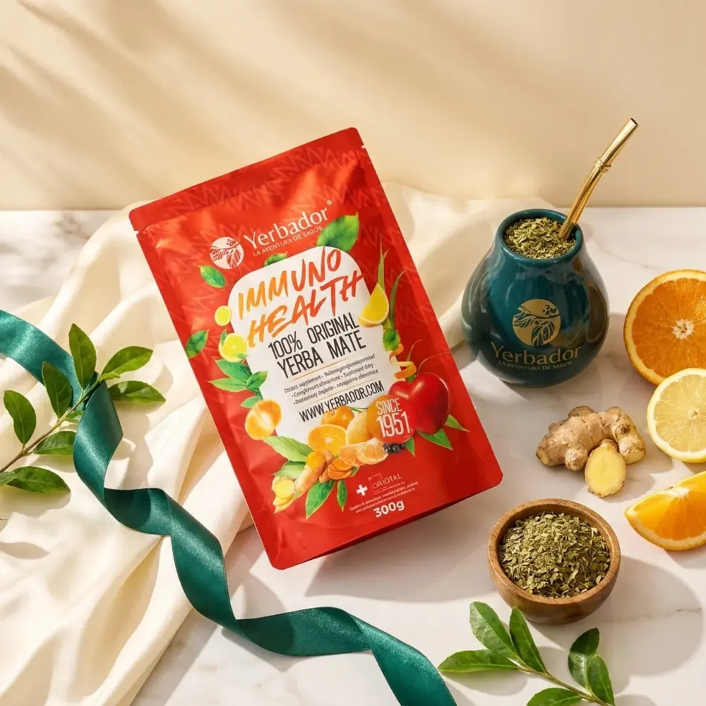 YERBA MATE – IMMUNO (+ zielony jęczmień, pestki słonecznika i ebook w cenie) YERBA MATE – IMMUNO (+ zielony jęczmień, pestki słonecznika i ebook w cenie) — kompozycja w słonecznym świetle