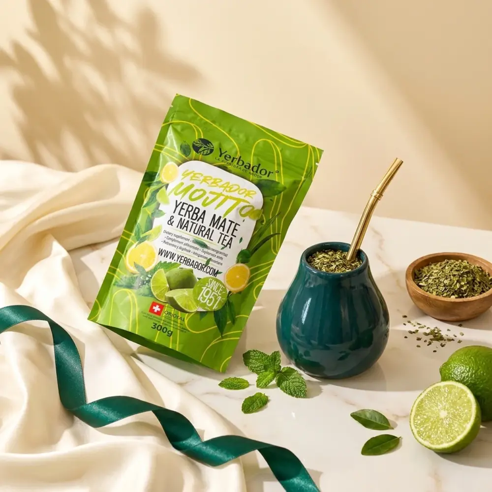 LIMONKA MOJITO – YERBA MATE + ZIELONA HEBRATA LIMONKA MOJITO – YERBA MATE + ZIELONA HEBRATA — kompozycja w słonecznym świetle