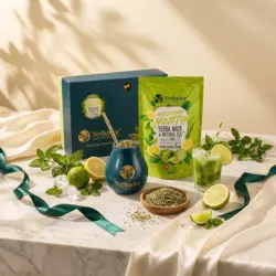 ZESTAW PREZENTOWY YERBA MATE – LIMONKA MOJITO — kompozycja w słonecznym świetle