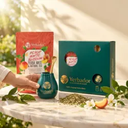 ZESTAW STARTOWY PEACH WHITE BLOSSOM – YERBA MATE + BIAŁA HERBATA — propozycja podania