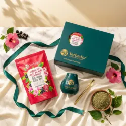 ZESTAW STARTOWY YERBA MATE – HIBISCUS AND BLACK CURRANT — kompozycja w słonecznym świetle
