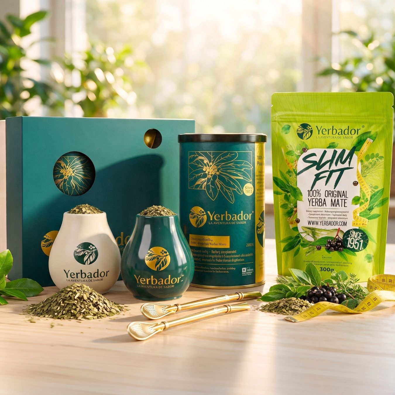 Zestaw prezentowy Yerbador Slim Fit z dwoma matero, bombillami i saszetką yerba mate
