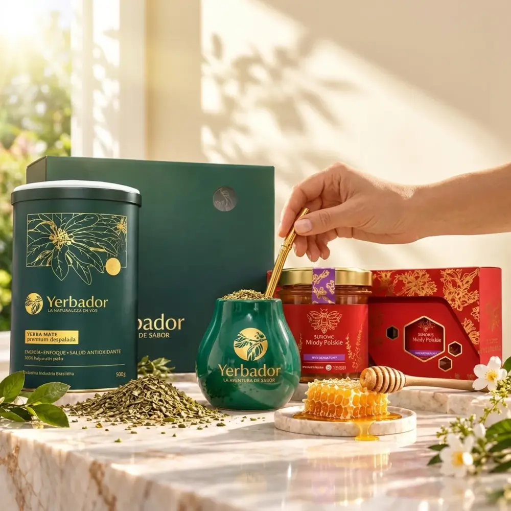 ZESTAW PREZENTOWY YERBA MATE I SUROWE MIODY POLSKIE ZESTAW PREZENTOWY YERBA MATE I SUROWE MIODY POLSKIE — propozycja podania