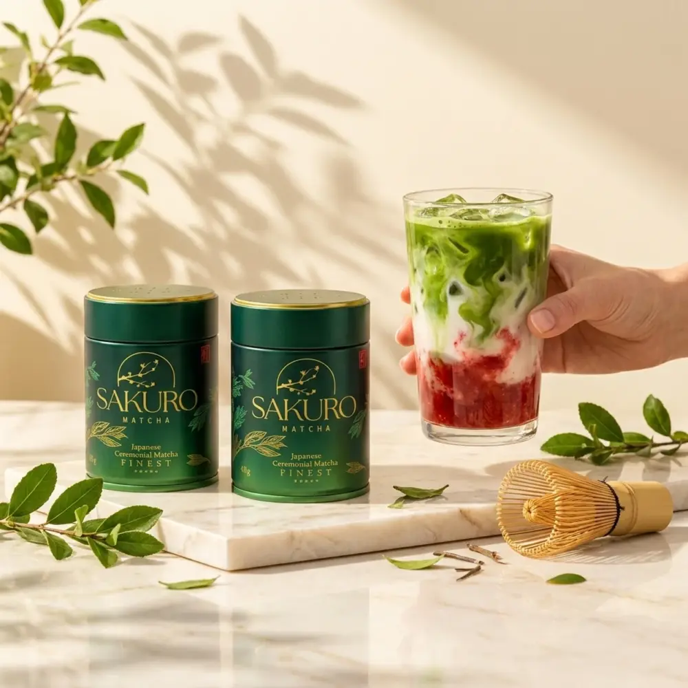Sakuro Matcha 3× puszka Finest 40g / suplement diety Sakuro Matcha 3× puszka Finest 40g / suplement diety — propozycja podania