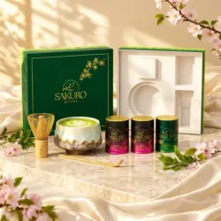 Zestaw 2× Matcha Excellence 40g 1× Matcha Finest 40g / suplement diety — kompozycja w słonecznym świetle