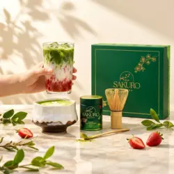 Zestaw Matchy Finest w puszce 40g z czarką Asagiri / suplement diety — propozycja podania