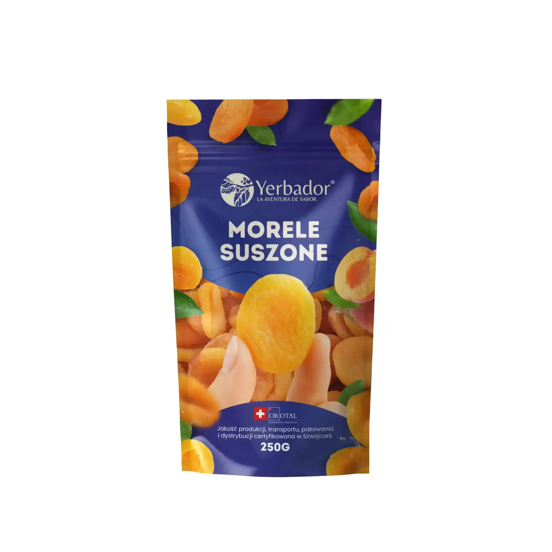 Morele suszone Yerbador, ciemnobrązowy niesiarkowany susz w opakowaniu 250 g