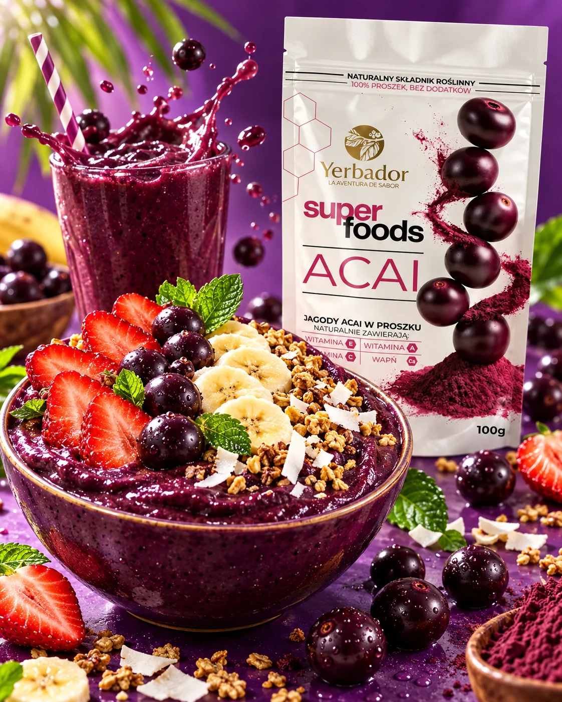 Yerbador — inspiracja podania superfoods Yerbador superfoods — inspiracja podania, ilustracja AI