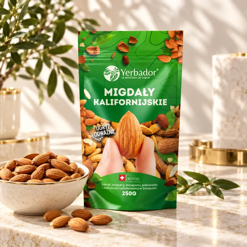 Migdały Kalifornijskie Jasne – 250 g – Źródło Magnezu i Witaminy E