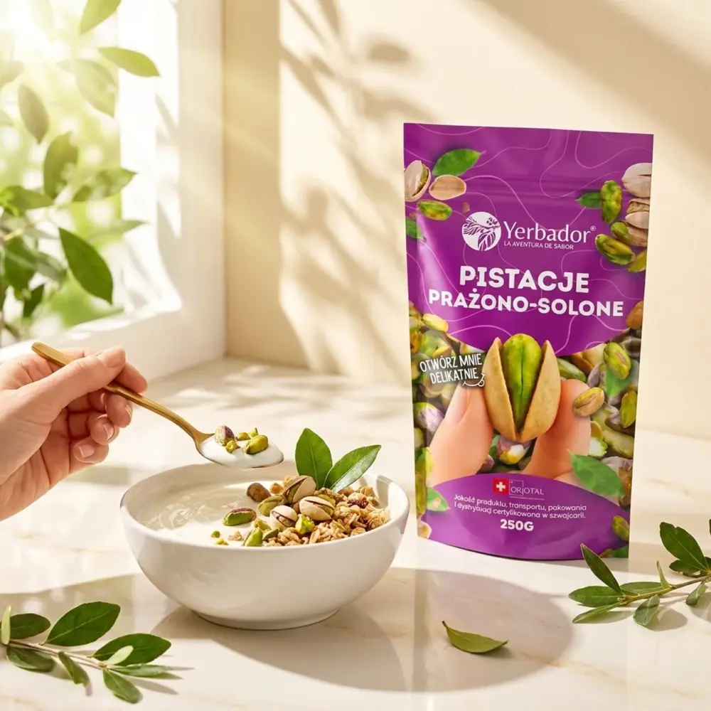 Pistacje Prażone & Solone – 250 g – Źródło Błonnika i Witaminy B6 Pistacje Prażone & Solone – 250 g – Źródło Błonnika i Witaminy B6 — propozycja podania