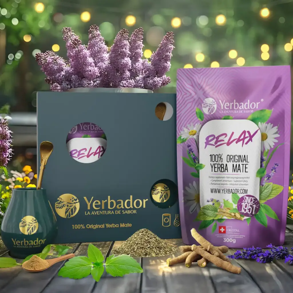 Zestaw prezentowy Yerba Relax – pudełko, matero i doypack yerby z melisą i rumiankiem