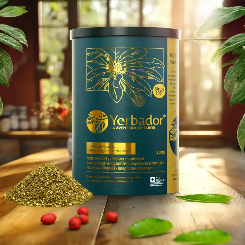 Tuba hermetyczna yerba mate Yerbador 300 g – zielona puszka ze złotym nadrukiem
