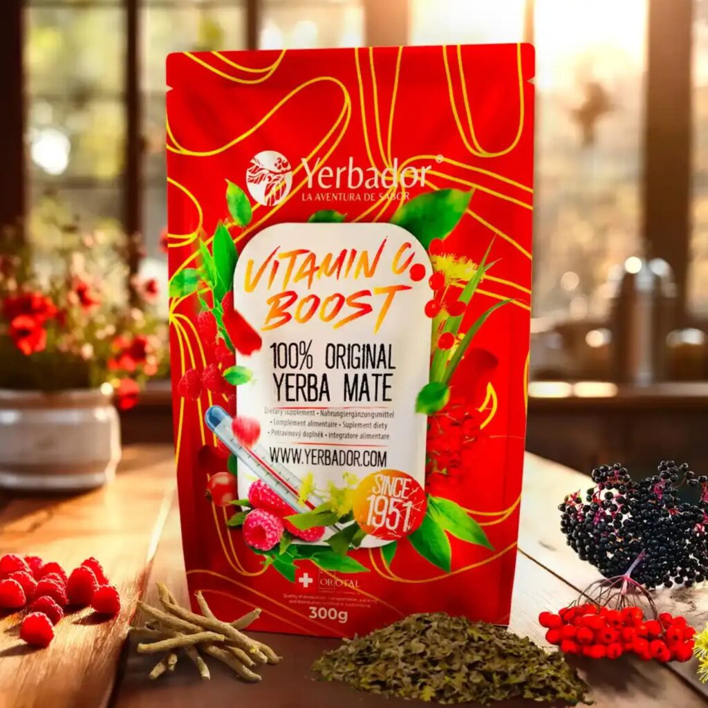 Yerba mate Vitamin C Boost Yerbador z malinami, żurawiną i dziką różą