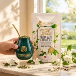 BIAŁY JAŚMIN – YERBA MATE Z BIAŁĄ HERBATĄ + NABIERAK BUKOWY — propozycja podania