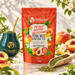 BRZOSKWINIOWY SAD – YERBA MATE + BIAŁA HERBATA + BUKOWY NABIERAK