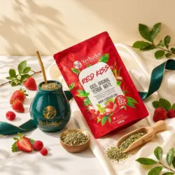 YERBA MATE – RED KISS 300g + NABIERAK BUKOWY — kompozycja w słonecznym świetle