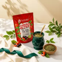 YERBA MATE – ULTRA ENERGIA – GUARANA + BUKOWY NABIERAK — kompozycja w słonecznym świetle