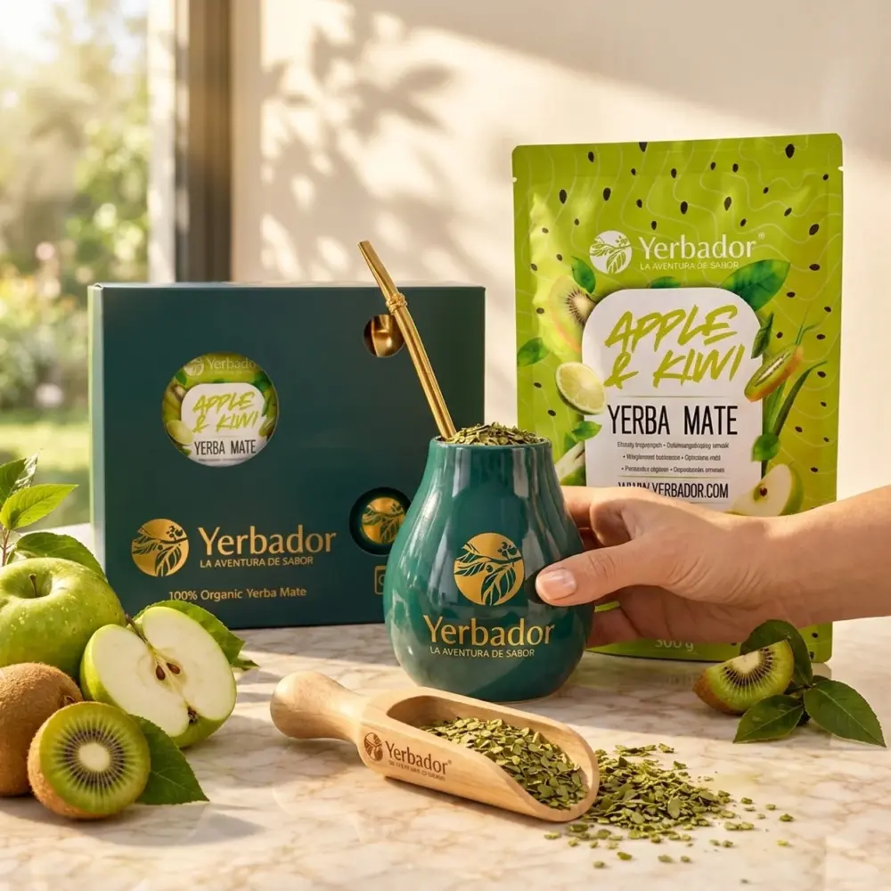 ZESTAW PREZENTOWY YERBA MATE – APPLE & KIWI + BUKOWY NABIERAK ZESTAW PREZENTOWY YERBA MATE – APPLE & KIWI + BUKOWY NABIERAK — propozycja podania