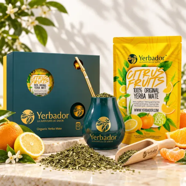 ZESTAW PREZENTOWY YERBA MATE – OWOCE CYTRUSOWE + BUKOWY NABIERAK