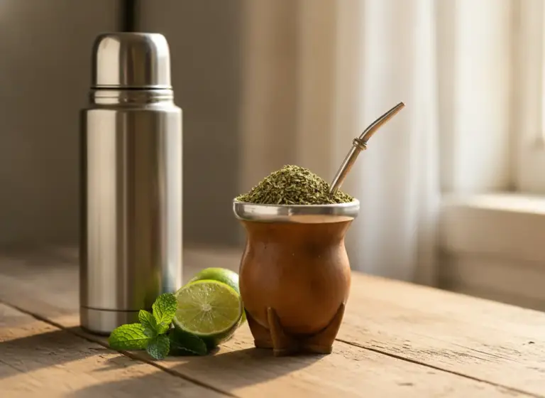 Yerba mate a cukier we krwi – matero z suszem, termos i limonka bez cukru