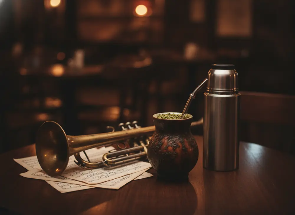 Matero z yerba mate obok trąbki i nut – Bydgoszcz, miasto muzyki UNESCO