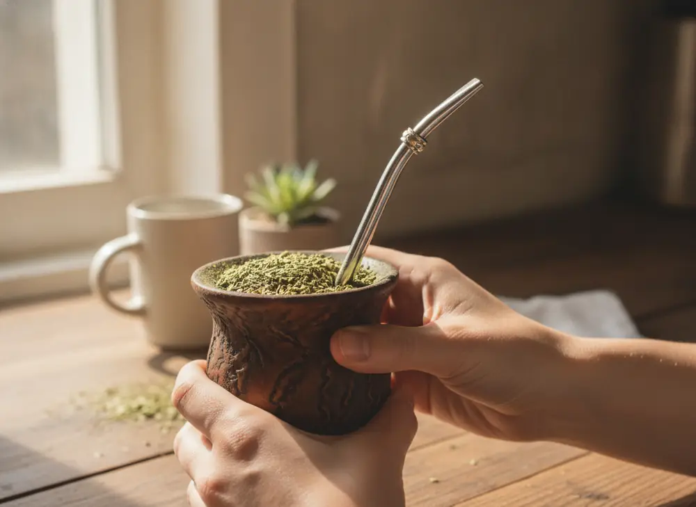 Parzenie yerba mate w tradycyjnym matero podczas diety odchudzającej