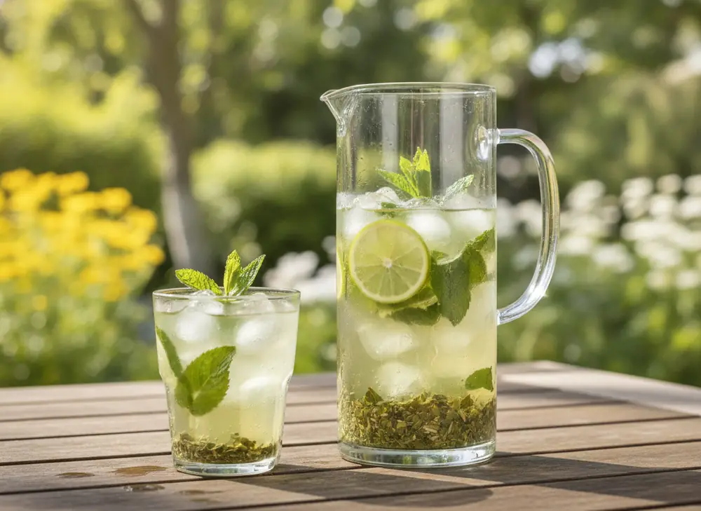Yerba mate na zimno - tereré z limonką i miętą w dzbanku z lodem, format cateringowy