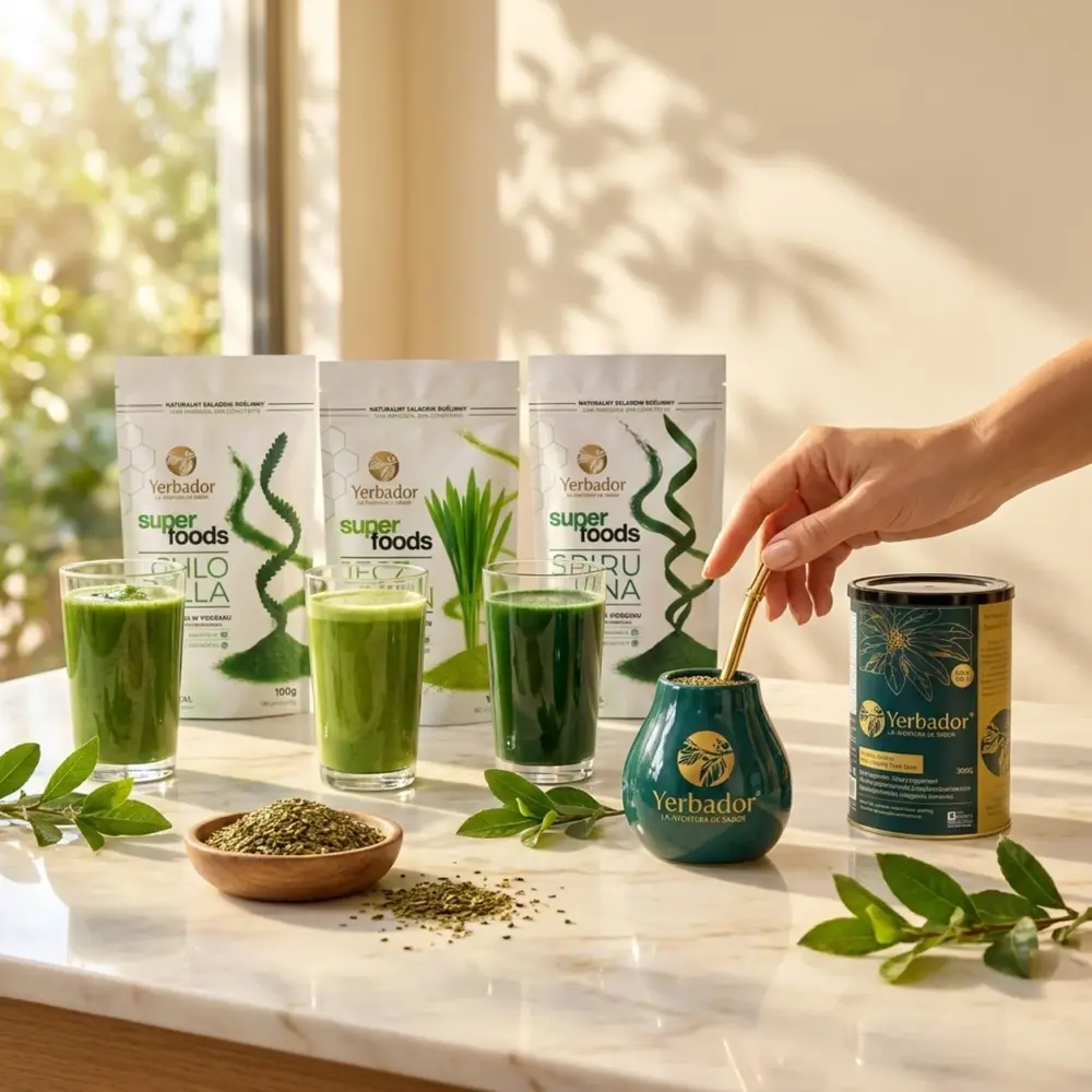 ZESTAW CHLORELLA + SPIRULINA + JĘCZMIEŃ (Green Energy Boost) 600g ZESTAW CHLORELLA + SPIRULINA + JĘCZMIEŃ (Green Energy Boost) 600g — propozycja podania