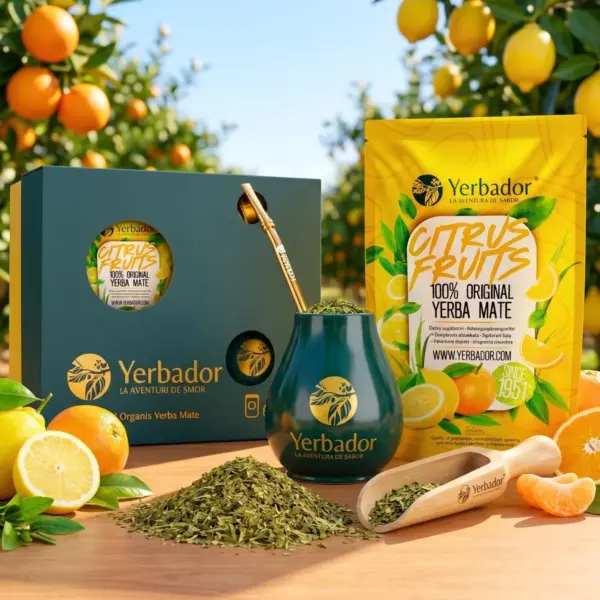 ZESTAW PREZENTOWY YERBA MATE – OWOCE CYTRUSOWE + BUKOWY NABIERAK