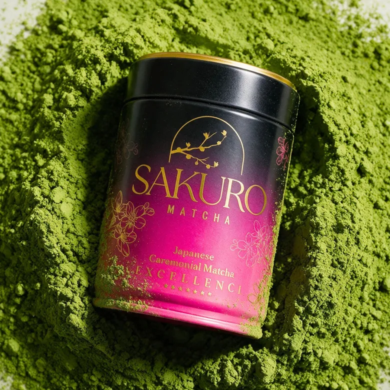 Puszka Sakuro Matcha Excellence 40 g w kopczyku jaskrawozielonej matchy ceremonialnej Puszka Sakuro Matcha Excellence 40 g w kopczyku jaskrawozielonej matchy ceremonialnej
