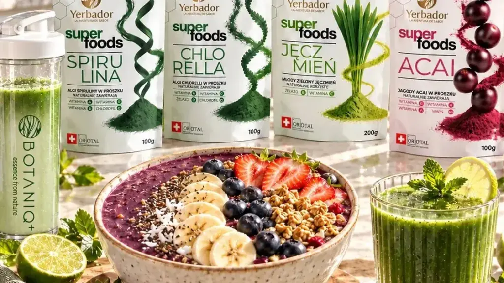 Superfoods Yerbador w proszku: açaí, spirulina, chlorella i młody jęczmień