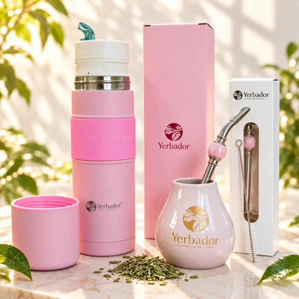 ZESTAW AKCESORIA RÓŻOWE – TERMOS KUBEK I SŁOMKA DO YERBA MATE ZESTAW AKCESORIA RÓŻOWE – TERMOS KUBEK I SŁOMKA DO YERBA MATE