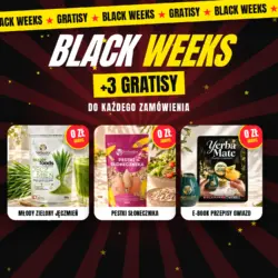 Black Weeks — 3 gratisy do każdego zamówienia: młody zielony jęczmień, pestki słonecznika, e-book z przepisami gwiazd