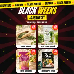 Black Weeks — 4 gratisy do każdego zamówienia: bukowy nabierak, młody zielony jęczmień, pestki słonecznika, e-book z przepisami gwiazd
